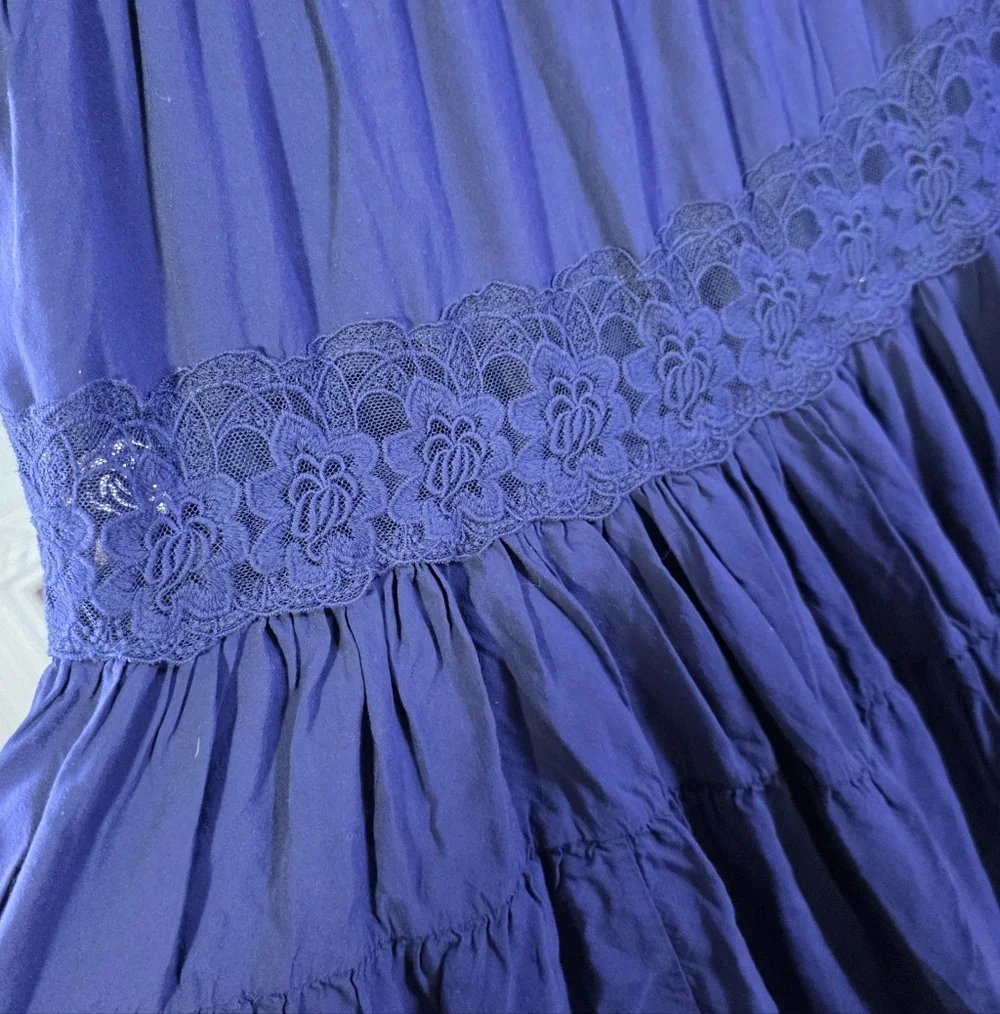 Altar'd State Navy Knit Boho Tiered Midi Dress Sz Small - Picture 3 of 11